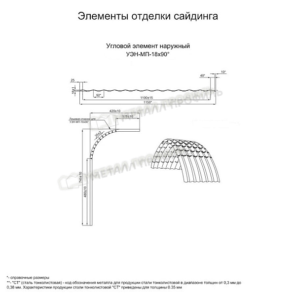 Угловой элемент наружный УЭН-МП-18х90° (PURMAN-20-Citrine-0.5) ― купить по доступным ценам ― 4285 ₽ ― в Новокузнецке.